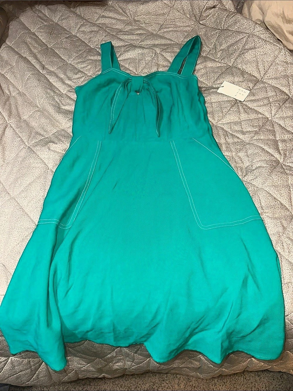 A New Day Tie-Front Dress Mini Green Medium